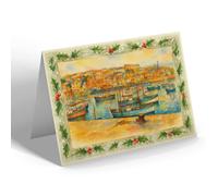 CHRISTMAS NOTELET - The Harbour, St Ives (c) - Vintage Art Style