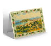 CHRISTMAS NOTELET - The Island & Porthmear, St Ives - Vintage Art Style