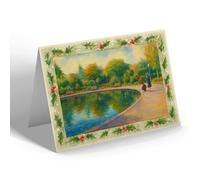 CHRISTMAS NOTELET - The Lake, Victoria Park, Paignton - Vintage Art Style