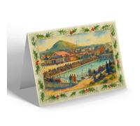 CHRISTMAS NOTELET - The Law from Swimming Pool, North Berwick - Vintage Art Style