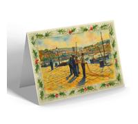 CHRISTMAS NOTELET - The Net Menders, St Ives - Vintage Art Style