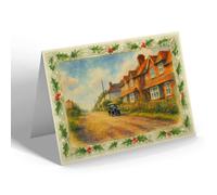 CHRISTMAS NOTELET - The New Road, Forest Green - Vintage Art Style