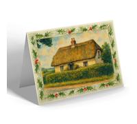 CHRISTMAS NOTELET - The Old Thatched Cottage, Huttoft - Vintage Art Style