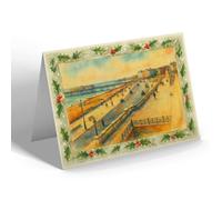 CHRISTMAS NOTELET - The Piers from the Marine Parade, Brighton - Vintage Art Style