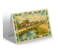 CHRISTMAS NOTELET - The River & Village, Kings Somborne - Vintage Art Style