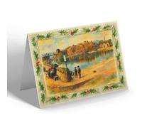 CHRISTMAS NOTELET - The Swimming Pond, North Berwick - Vintage Art Style