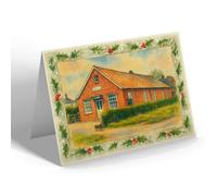CHRISTMAS NOTELET - The Village Hall, St Nicholas at Wade - Vintage Art Style