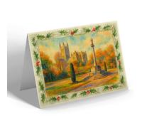 CHRISTMAS NOTELET - The War Memorial & Canterbury Cathedral - Vintage Art Style
