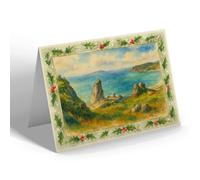 CHRISTMAS NOTELET - The White Lady Rock Port Patrick Cemaes Bay - Vintage Art Style