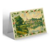 CHRISTMAS NOTELET - The Wye Valley. Ross, from the River Wye - Vintage Art Style