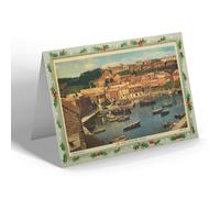 CHRISTMAS NOTELET - Vintage Cornwall - Inner Harbour and Quay-side, Mevagissey (b)