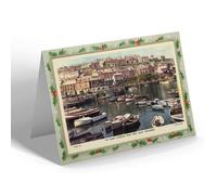 CHRISTMAS NOTELET - Vintage Cornwall - The Inner Harbour from West Quay Mevagissey b
