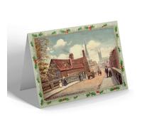CHRISTMAS NOTELET - Vintage Derbyshire - Derby St Marys on the Bridge & Bridge Gate