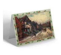 CHRISTMAS NOTELET - Vintage Derbyshire - Old Houses, Market Place, Ashbourne