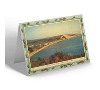 CHRISTMAS NOTELET - Vintage Devon - The Town and Bay from White Cliff, Seaton (b)