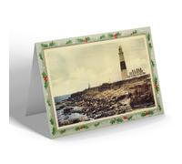CHRISTMAS NOTELET - Vintage Dorset - The Lighthouse from the Beach, Portland Bill b