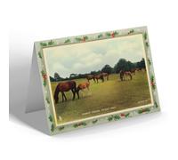 CHRISTMAS NOTELET - Vintage Hampshire - Forest Ponies, Picket Post (bc)