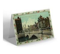 CHRISTMAS NOTELET - Vintage Ireland - Dublin - O'Connell Bridge and Sackville Street