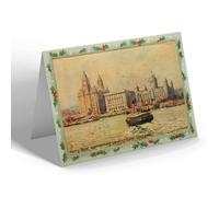 CHRISTMAS NOTELET - Vintage Lancashire - Ferry approaching Landing Stage, Liverpool