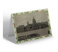 CHRISTMAS NOTELET - Vintage London - The Thames Embankment & St Paul's from Bankside