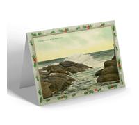 CHRISTMAS NOTELET - Vintage Maine USA - Troubled Waters on the Maine Coast