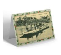 CHRISTMAS NOTELET - Vintage Maine USA - Van Buren. Ferry Boat Cross St John's River