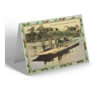 CHRISTMAS NOTELET - Vintage Maine USA - Van Buren Ferry Boat Cross St John's River b