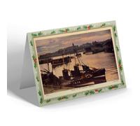 CHRISTMAS NOTELET - Vintage Scotland - Sunset at the Harbour, Arbroath (b)