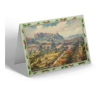 CHRISTMAS NOTELET - Vintage Scotland - The Castle and National Galleries, Edinburgh