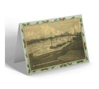 CHRISTMAS NOTELET - Vintage Scotland - Victoria Harbour, Dunbar, During a Storm