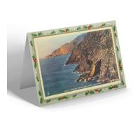 CHRISTMAS NOTELET - Vintage Wales - Coast showing Smugglers Caves, Holyhead (b)
