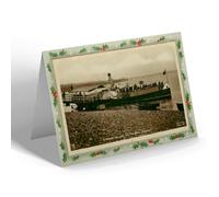 CHRISTMAS NOTELET - Vintage Wales - Steamer Calling at the Pier, Deganwy