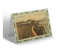 CHRISTMAS NOTELET - Vintage Wales - The Cliff Walk and Castle, Criccieth (b)