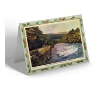 CHRISTMAS NOTELET - Vintage Wales - The River Dee in Flood from Chain Bridge Hotel b
