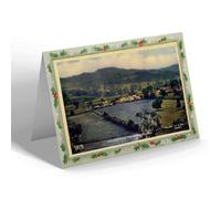 CHRISTMAS NOTELET - Vintage Wales - Village from the North, Meifod (b)