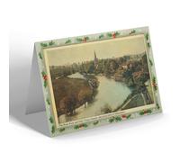 CHRISTMAS NOTELET - Vintage Warwickshire - The River Avon & Holy Trinity Church (b)