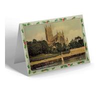 CHRISTMAS NOTELET - Vintage Worcestershire - Worcester Cathedral. From the River (b)