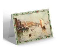 CHRISTMAS NOTELET - Vintage Yorkshire - Whitby. Pier from West Side of the Harbour