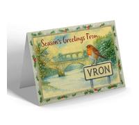 CHRISTMAS NOTELET - Vron - Old Roman Bridge & Telford's Aqueduct - Vintage Design