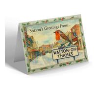 CHRISTMAS NOTELET - Walton-On-Thames - High Street - Vintage Design