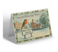 CHRISTMAS NOTELET - Walton-On-Thames - High Street - Vintage Design c