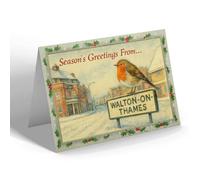 CHRISTMAS NOTELET - Walton-On-Thames - High Street - Vintage Design d