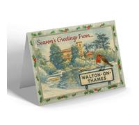 CHRISTMAS NOTELET - Walton-On-Thames - Mount Felix - Vintage Design