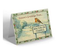 CHRISTMAS NOTELET - Walton-On-Thames - Vintage Design b