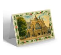 CHRISTMAS NOTELET - West Front, Exeter Cathedral (b) - Vintage Art Style