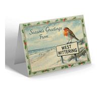 CHRISTMAS NOTELET - West Wittering - Beach Looking West - Vintage Design b