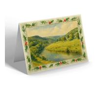 CHRISTMAS NOTELET - Wye Valley bet Brockweir & Llandogo - Vintage Art Style