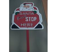 Christmas Novelty Sign 'Santa Please Stop Here' Ideal Xmas Decoration