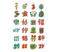 Christmas Number Stickers - Adhesive Christmas Advent Number Stickers 1-24 | Decorative Peel-and-stick Christmas Countdown Number Labels | Christmas Card Envelope Stickers