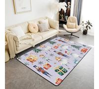 Christmas Nutcracker 100x150cm Area Rug, Red Bow Tie Christmas Tree Rugs for Living Room Cute Ballet Princess Xmas Snowflake Washable Rug, Cartoon Royal Guarder Soldier Carpet Indoor Floor Mat,Purple